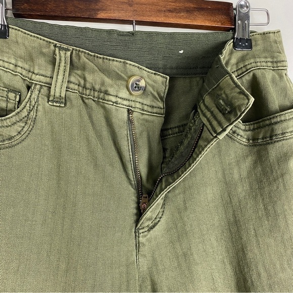 Christopher & Banks Lined Pattern Stretch Straight Leg Jeans Women's 4 Green - Picture 6 of 9